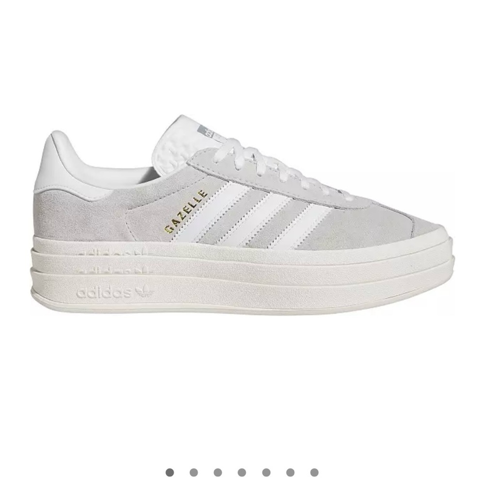 Ash Grey/White Adidas Women’s Gazelle Bold Shoes, size 7